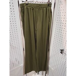 Dibaolong Olive Green Wide Leg Lounge Pants Drawstring Pockets XL NWOT